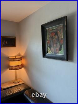 GAUGUIN STYLE ANTIQUE MODERN CUBISM ISLAND WOMAN OIL PAINTING OLD VINTAGE 1940s