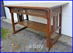 GREAT STICKLEY BROS. TRESTLE STYLE TABLE With CUTOUTS & OLD FINISH, EXCELLANT