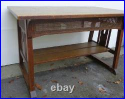 GREAT STICKLEY BROS. TRESTLE STYLE TABLE With CUTOUTS & OLD FINISH, EXCELLANT