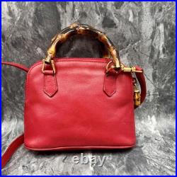 GUCCI 2Way Bamboo Shoulder Handbag Red Leather Vintage Old Style Purse Italy GUCCI 2Way Bamboo Shoulder Handbag Red Leather Vintage Old Style Purse Italy