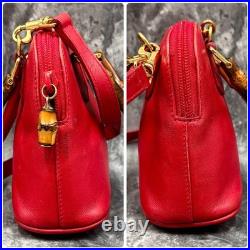 GUCCI 2Way Bamboo Shoulder Handbag Red Leather Vintage Old Style Purse Italy GUCCI 2Way Bamboo Shoulder Handbag Red Leather Vintage Old Style Purse Italy