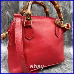 GUCCI 2Way Bamboo Shoulder Handbag Red Leather Vintage Old Style Purse Italy GUCCI 2Way Bamboo Shoulder Handbag Red Leather Vintage Old Style Purse Italy