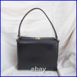 GUCCI Vintage Black Leather Handbag Old Style Rare Classic Collection