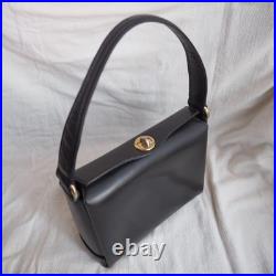 GUCCI Vintage Black Leather Handbag Old Style Rare Classic Collection