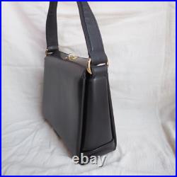 GUCCI Vintage Black Leather Handbag Old Style Rare Classic Collection