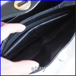 GUCCI Vintage Black Leather Handbag Old Style Rare Classic Collection