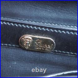 GUCCI Vintage Black Leather Handbag Old Style Rare Classic Collection
