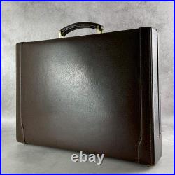 GUCCI Vintage Leather Briefcase Dark Brown Business Bag Old Style A4 Size