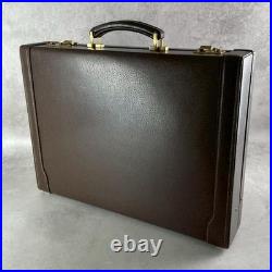GUCCI Vintage Leather Briefcase Dark Brown Business Bag Old Style A4 Size