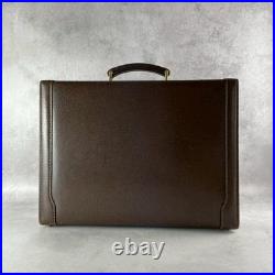 GUCCI Vintage Leather Briefcase Dark Brown Business Bag Old Style A4 Size