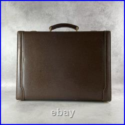GUCCI Vintage Leather Briefcase Dark Brown Business Bag Old Style A4 Size