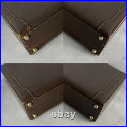 GUCCI Vintage Leather Briefcase Dark Brown Business Bag Old Style A4 Size