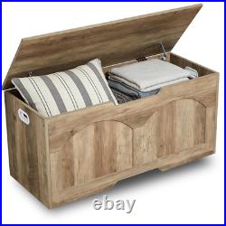 Garvee Storage Bench39.3 Retro Wooden Storage Chest U-Shaped Cut-Out Pull