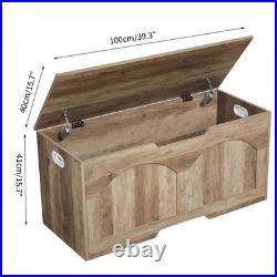 Garvee Storage Bench39.3 Retro Wooden Storage Chest U-Shaped Cut-Out Pull