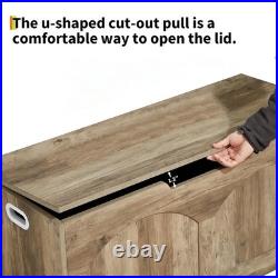 Garvee Storage Bench39.3 Retro Wooden Storage Chest U-Shaped Cut-Out Pull