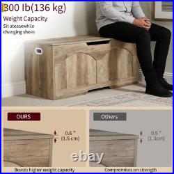 Garvee Storage Bench39.3 Retro Wooden Storage Chest U-Shaped Cut-Out Pull