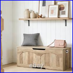 Garvee Storage Bench39.3 Retro Wooden Storage Chest U-Shaped Cut-Out Pull