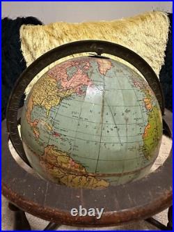 Globe Terrestrial Weber Costello Co. Vintage, Old Style Wood From USA Globe Terrestrial Weber Costello Co. Vintage, Old Style Wood From USA
