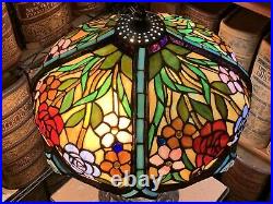 Gorgeous! Vintage Tiffany Style Table Lamp Stained Glass Dual Lights Antique Old