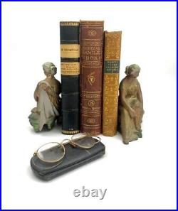 Greek Lady Bookends Metal Pair Figurine Old World Style Beautiful Vintage Decor