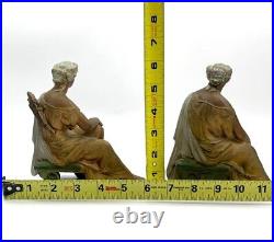 Greek Lady Bookends Metal Pair Figurine Old World Style Beautiful Vintage Decor
