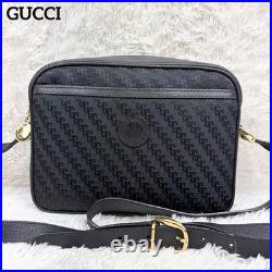 Gucci 007 115 0162 Old Style Logo Hardware Shoulder Bag Black Vintage