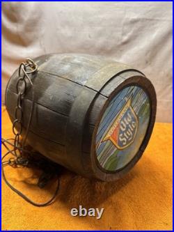 H. Vintage Heileman's Old Style Pure Brewed Lighted Spinning Barrel See Video