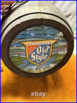 H. Vintage Heileman's Old Style Pure Brewed Lighted Spinning Barrel See Video