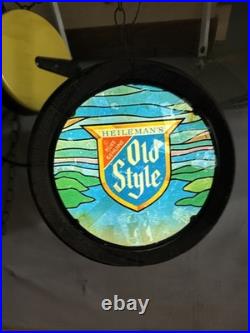 H. Vintage Heileman's Old Style Pure Brewed Lighted Spinning Barrel See Video
