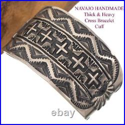 HEAVY MENS Bracelet CROSS BIKER Old Native American Rug Old Pawn Vintage Style