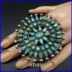 HUGE Old Vintage 1940s Sterling Silver TURQUOISE Manta Style RING size 8