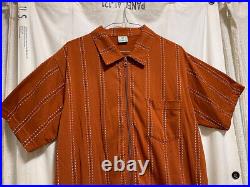 Haband Zip T Short Sleeve Cuban Shirt Orange Vintage Old Clothes Rockabilly 50S6