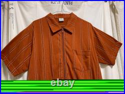 Haband Zip T Short Sleeve Cuban Shirt Orange Vintage Old Clothes Rockabilly 50S6