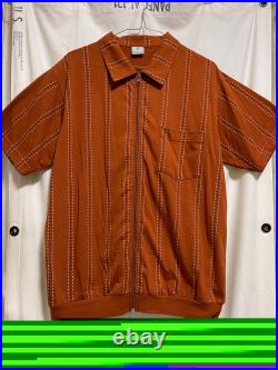 Haband Zip T Short Sleeve Cuban Shirt Orange Vintage Old Clothes Rockabilly 50S6