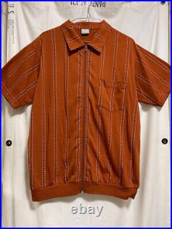 Haband Zip T Short Sleeve Cuban Shirt Orange Vintage Old Clothes Rockabilly 50S6