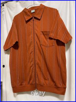 Haband Zip T Short Sleeve Cuban Shirt Orange Vintage Old Clothes Rockabilly 50S6