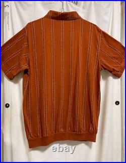 Haband Zip T Short Sleeve Cuban Shirt Orange Vintage Old Clothes Rockabilly 50S6