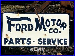 Hand Painted Antique Vintage Old Style FORD MOTOR CO Parts Service 18x36 Sign