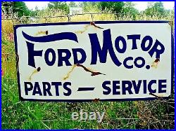 Hand Painted Antique Vintage Old Style FORD MOTOR CO Parts Service 18x36 Sign R
