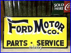 Hand Painted Antique Vintage Old Style FORD MOTOR CO Parts Service 36 Sign Yell