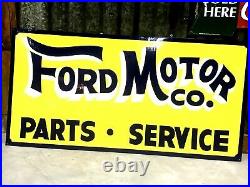 Hand Painted Antique Vintage Old Style FORD MOTOR CO Parts Service 36 Sign Yell