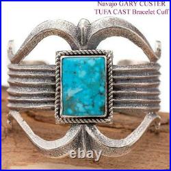 Heavy Navajo TUFA CAST Bracelet Kingman Web Turquoise Vintage Old Style Heavy