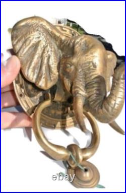 Heavy Solid Brass Elephant Door Knocker Antique Vintage old Style Banger trunk