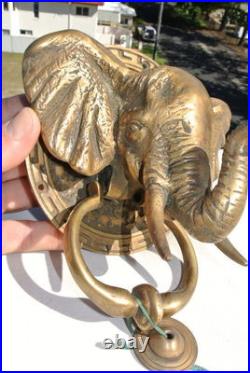 Heavy Solid Brass Elephant Door Knocker Antique Vintage old Style Banger trunk