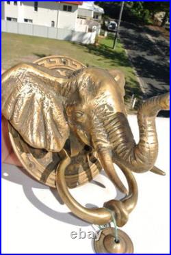 Heavy Solid Brass Elephant Door Knocker Antique Vintage old Style Banger trunk