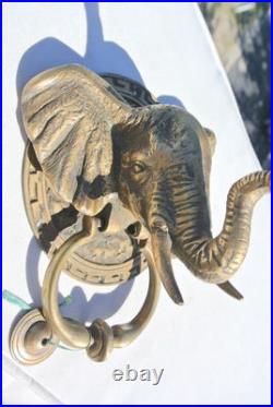 Heavy Solid Brass Elephant Door Knocker Antique Vintage old Style Banger trunk