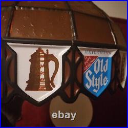 Heileman's Old Style Beer Hanging Tiffany Lamp Light 10 Vintage Bar NOS Read Ds