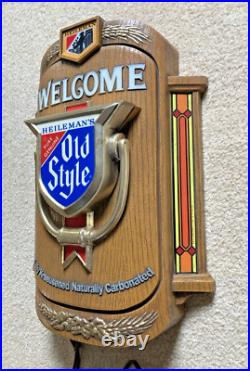 Heileman's Old Style Beer On Tap Lighted Dispaly Sign Welcome Kraeusened Vintage