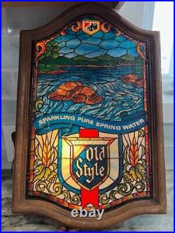 Heileman's Old Style Faux Stained Glass Lighted Beer Sign Vintage Works