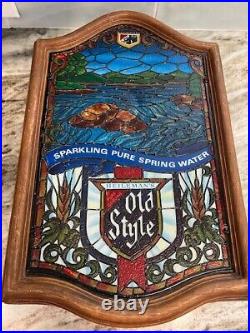 Heileman's Old Style Faux Stained Glass Lighted Beer Sign Vintage Works